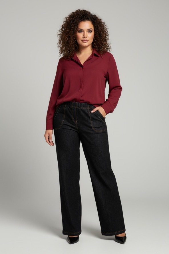 Eleganckie grafitowe spodnie Jeangaliny11 o kroju wide leg PLUS SIZE XXL OVERSIZE JESIEŃ
