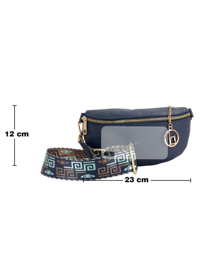 Lia Biassoni Skórzana torebka "Irpino" w kolorze niebieskim - 23 x 12 x 2 cm rozmiar: onesize