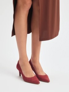 Bordowe czółenka damskie na obcasie