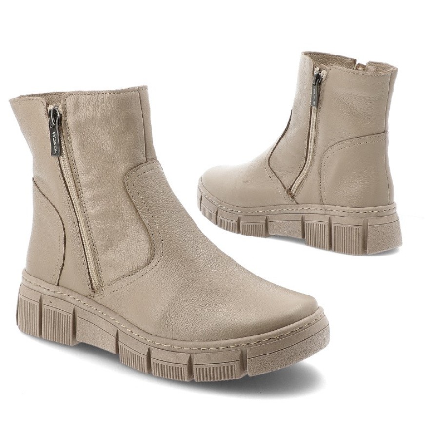 Beżowe Botki Wasak Ocieplane Buty Damskie