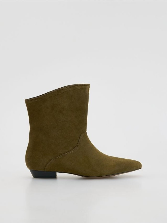 Zamszowe botki - ciemnozielony