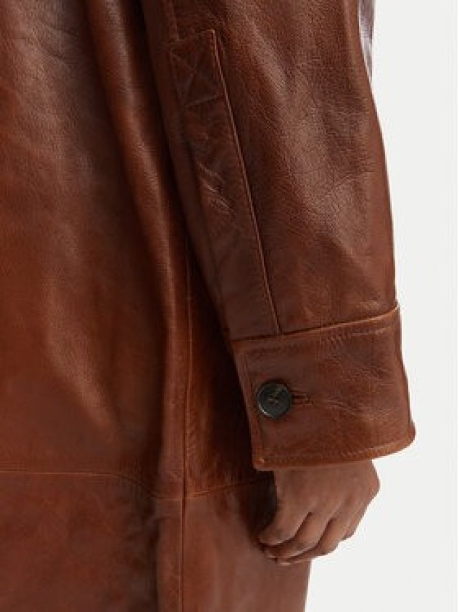 MAX&Co. Płaszcz skórzany Doppia 2616471021200 Brązowy Regular Fit