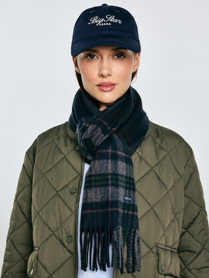 Szal w kratę granatowy Remi 403