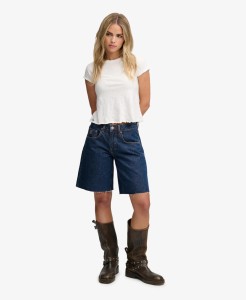 superdry Mid Rise Baggy Jorts Szorty jeansowe – Luźny krój, bawełna organiczna