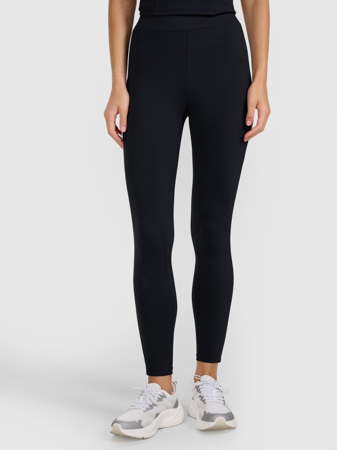 4F Legginsy dzianinowe damskie - czarne XL