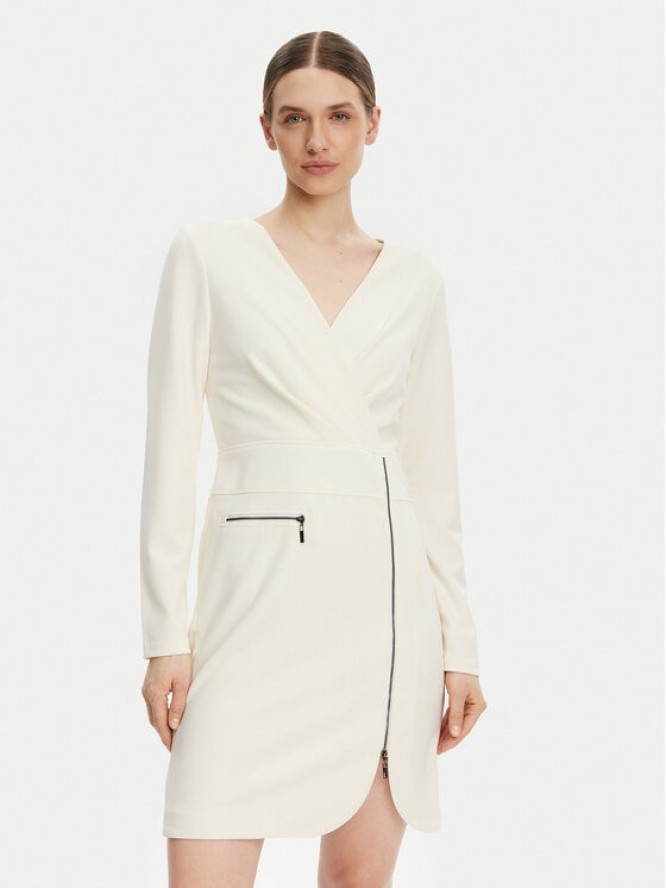 DKNY Sukienka koktajlowa DD4JI62A Écru Slim Fit