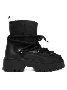 Tommy Hilfiger Śniegowce Real Shearling Laceup Snowboot FW0FW08996 Czarny