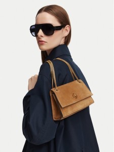 Tory Burch Torebka Kira Turnlock Suede Mini Bag 178150 Brązowy