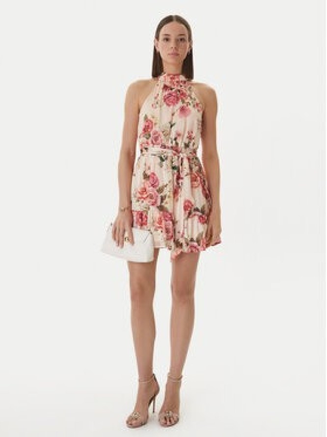 Guess Sukienka koktajlowa W6GKAE W2555 Beżowy Regular Fit