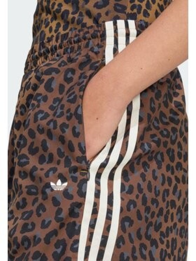 adidas Spodnie dresowe Leopard Firebird JW7302 Brązowy Wide Leg