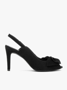 Czarne czółenka peep toe z kokardą