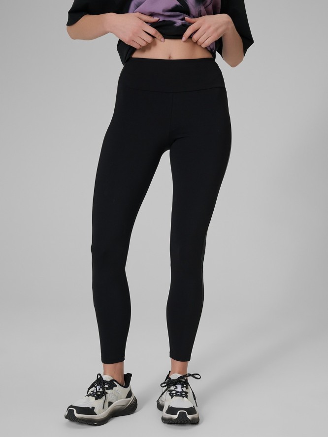 4F Legginsy dzianinowe damskie - czarne XL