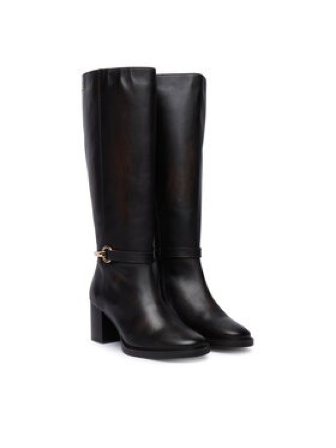 Tommy Hilfiger Kozaki Th Stud Heel Riding Knee Boot FW0FW09551 Brązowy ciemny