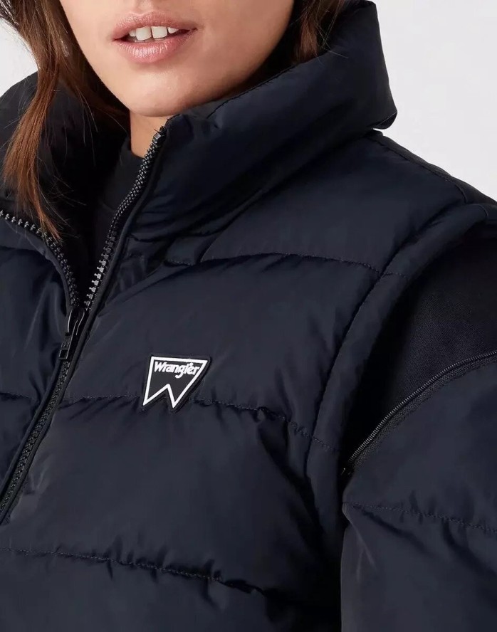 WRANGLER SHORT PUFFER DAMSKA KURTKA PRZEJŚCIOWA BLACK W4R9YJ100 112319249