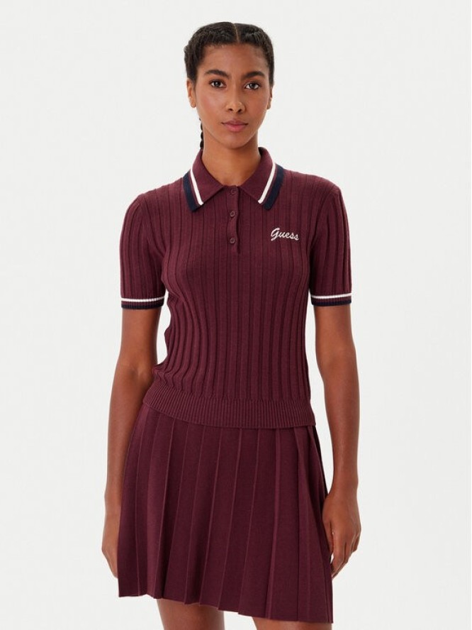 Guess Sweter V5BP04 Z1152 Bordowy Regular Fit