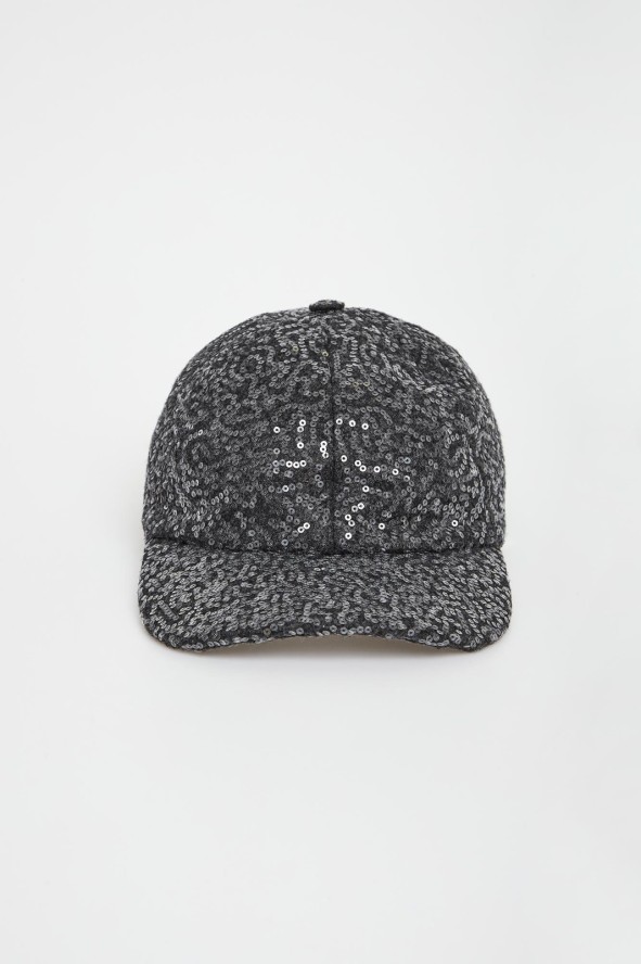 Czapka damska z daszkiem cekinowa PESERICO