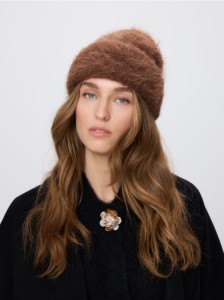 Czapka z wełną alpaki - karminowy