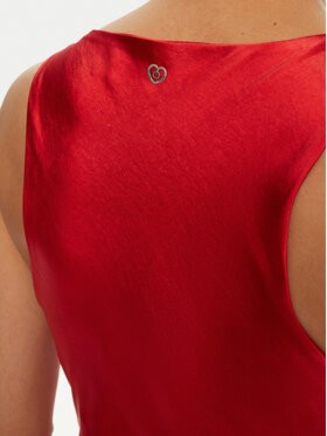 Please Sukienka koktajlowa A12NXO6000 Czerwony Slim Fit