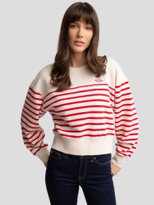 Bluza damska bawełniana w paski kremowa Rosa 103