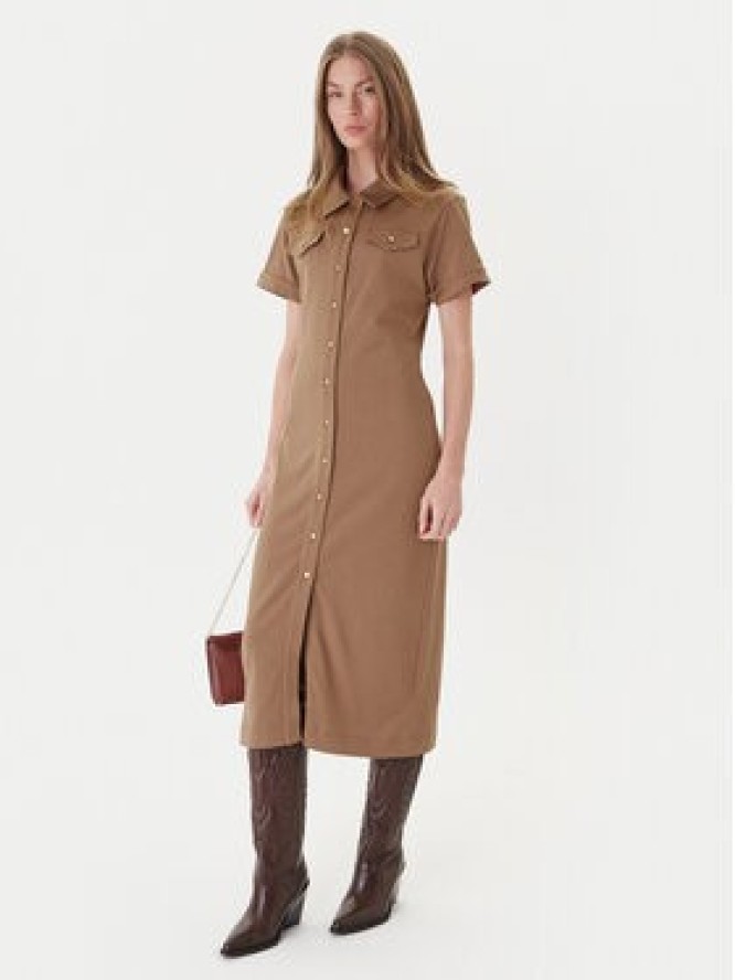 Tommy Hilfiger Sukienka koszulowa Gold Button WW0WW44617 Brązowy Regular Fit
