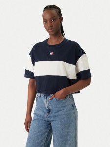 Tommy Jeans T-Shirt Badge Colour-Blocked DW0DW18706 Granatowy Oversize