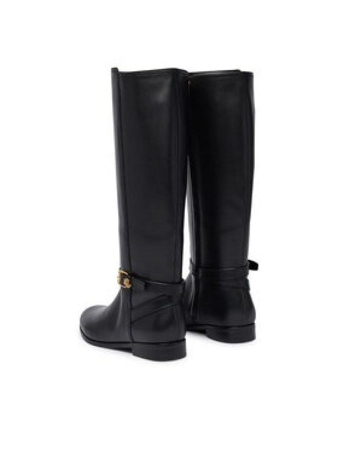 LAUREN RALPH LAUREN Oficerki Brooke II Calfskin Tall Boot 802974383004 Czarny