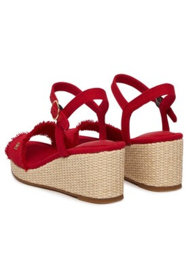 Tommy Hilfiger Sandały Mid Woven Wedge Espad Fringe FW0FW09470 Czerwony