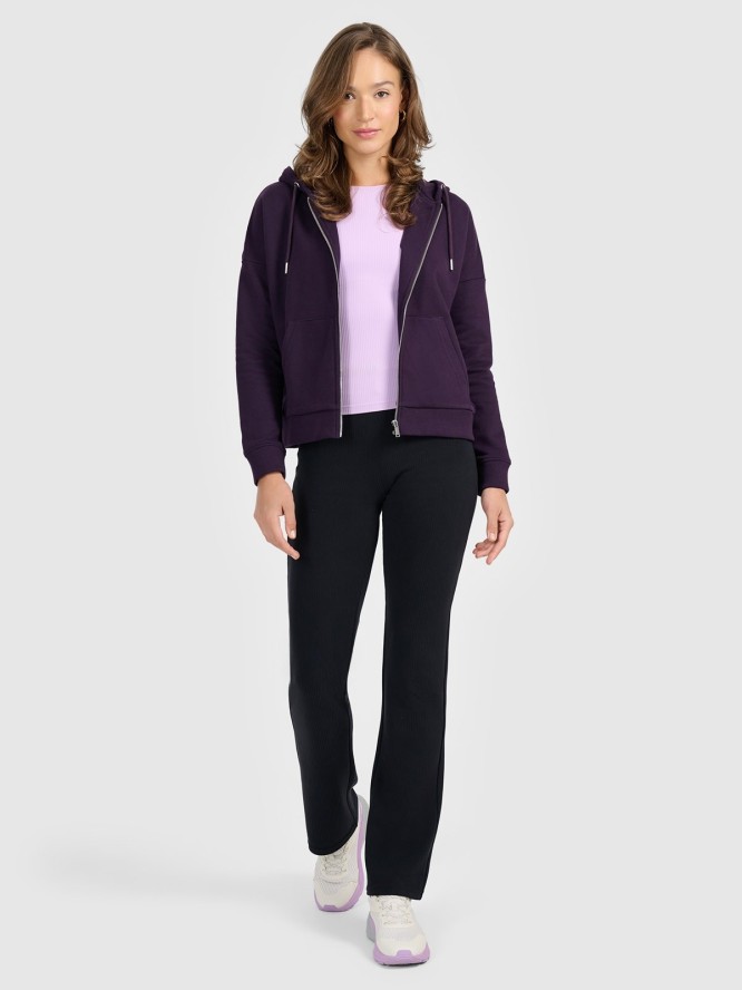 4F Bluza dresowa rozpinana z kapturem damska - fioletowa XL