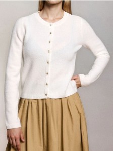Kardigan z ozdobnymi guzikami - kremowy