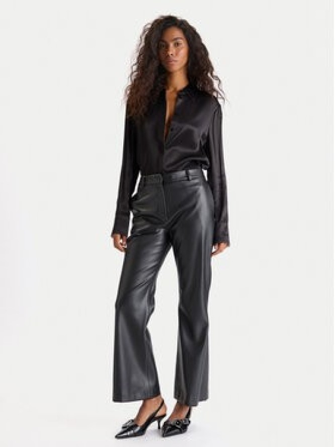 HUGO Spodnie z imitacji skóry Hamunelle-1 50546824 Czarny Flare Fit