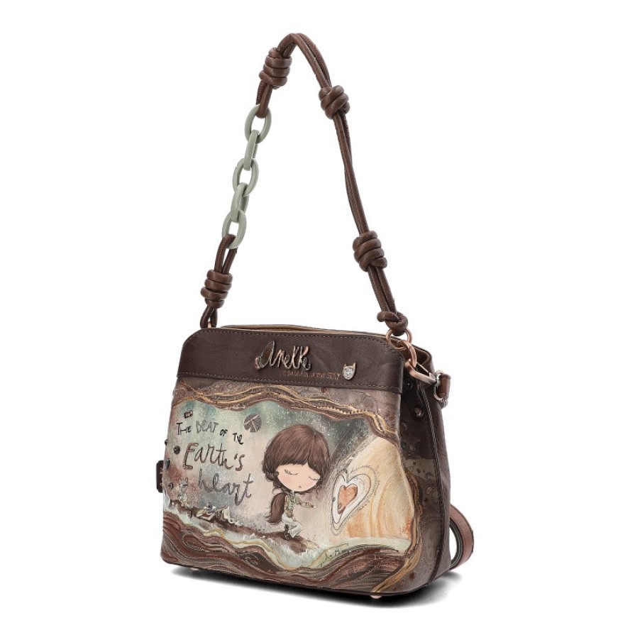 Brązowa Torebka Anekke Modna Listonoszka Damska Z Laleczką