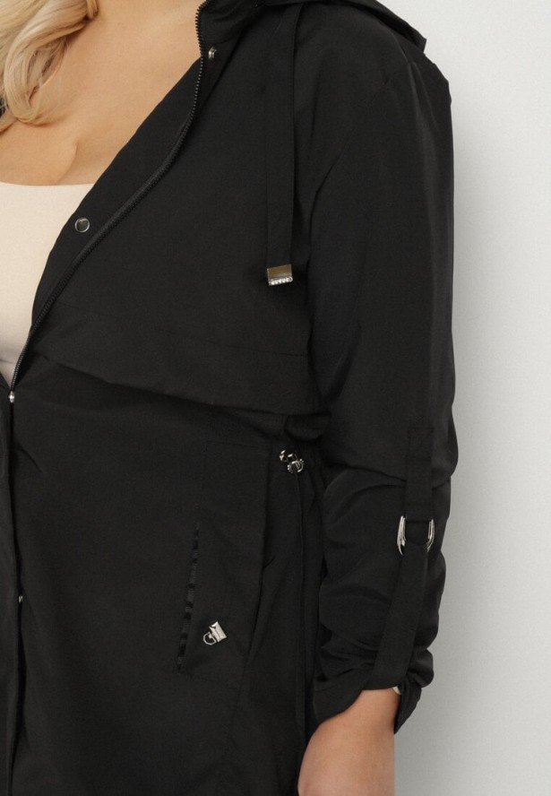 Czarna Kurtka Parka Taliowana Ohlina