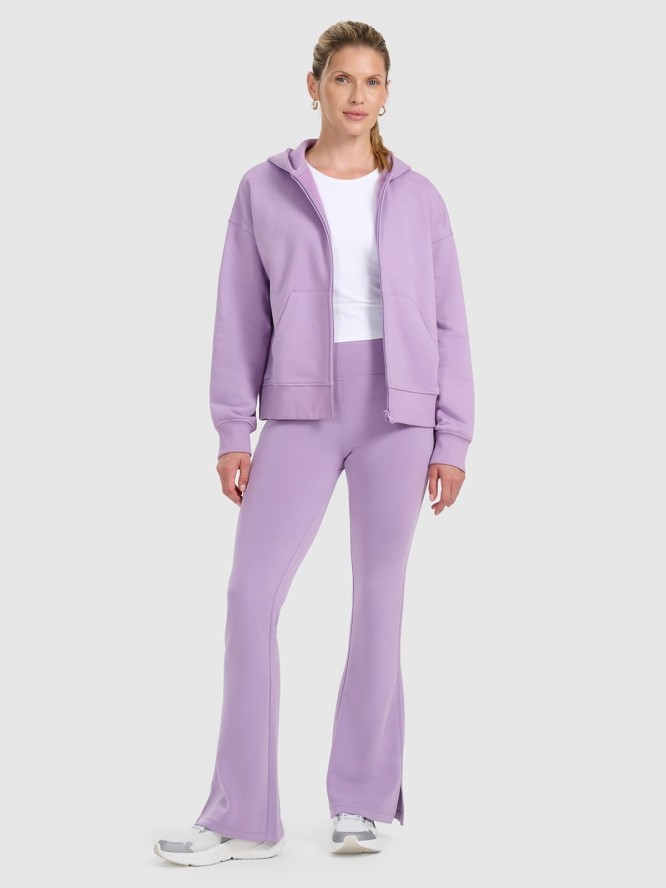 4F Bluza dresowa rozpinana z kapturem damska - fioletowa S