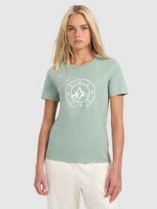 4F T-shirt regular z nadrukiem damski - zielony XL