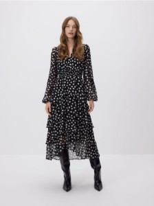 Sukienka maxi w groszki - wielobarwny