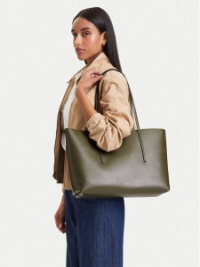Calvin Klein Torebka Foil Logo Tote W/Pouch LV04F3274G Zielony ciemny