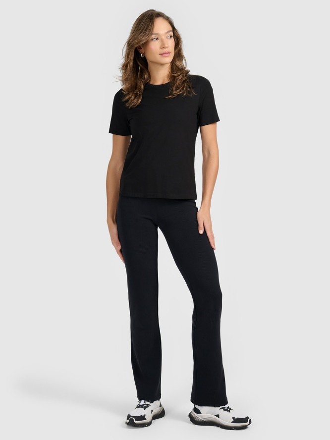 4F T-shirt regular gładki damski - czarny M