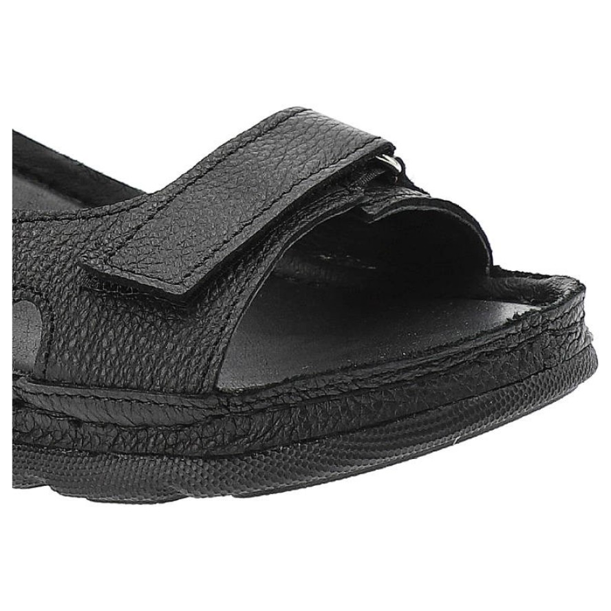 Czarne Sandały Kampa Wygodne Skórzane Buty Na Lato