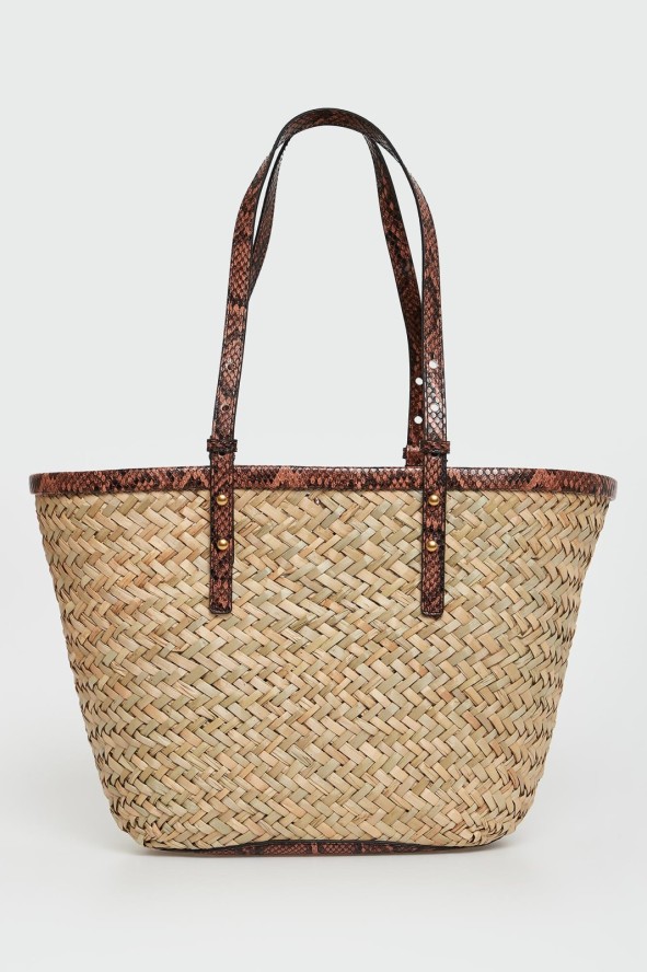 Torebka damska z rafii Love Summer Basket Rafia PINKO