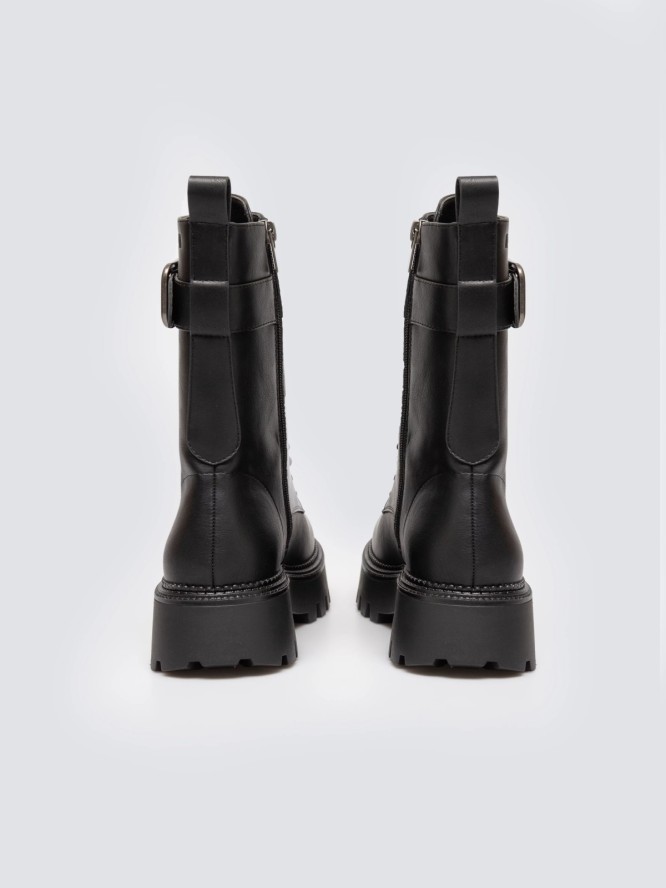 Trapery damskie ze skóry ekologicznej czarne OO274137 906