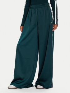 adidas Spodnie dresowe adicolor Satin JV7511 Zielony Wide Leg