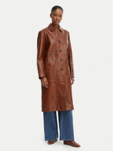 MAX&Co. Płaszcz skórzany Doppia 2616471021200 Brązowy Regular Fit
