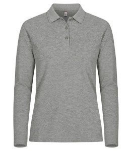 clique Polo Manhattan L/S Women z Długim Rękawem — Szary Mélange