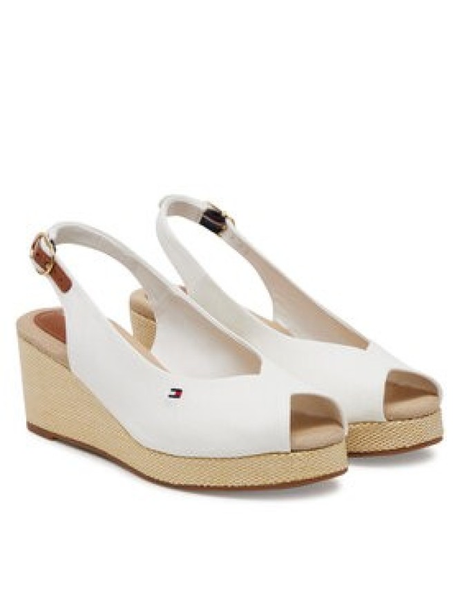 Tommy Hilfiger Espadryle Flag Mid Wedge Espad Slingback FW0FW08595 Biały