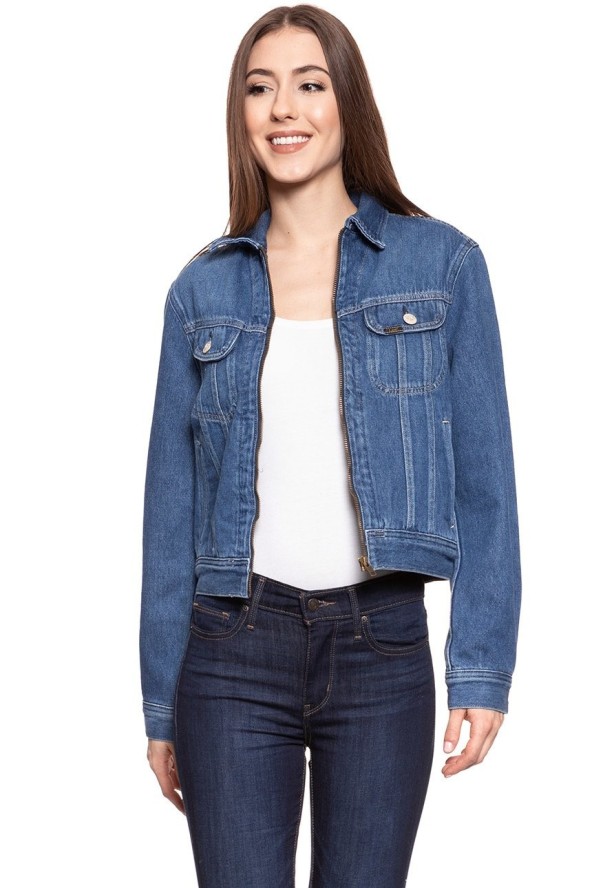 DAMSKA KURTKA JEANSOWA LEE ZIP CROPPED RIDER BELLEVILLE L54DGGMI 112112767