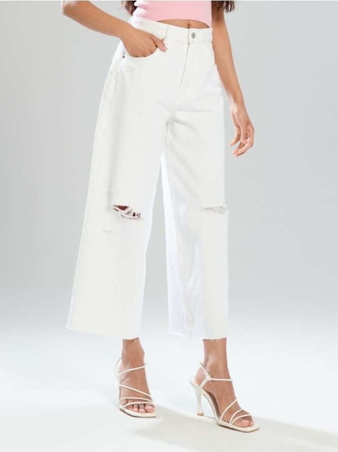 Jeansy culotte - biały