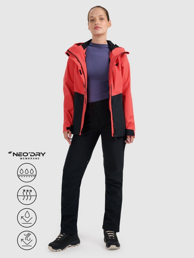 4F Kurtka trekkingowa membrana 10000 damska - pomarańczowa XL