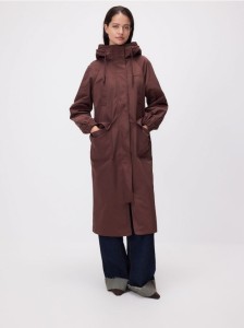 Długa kurtka z kapturem - bordowy