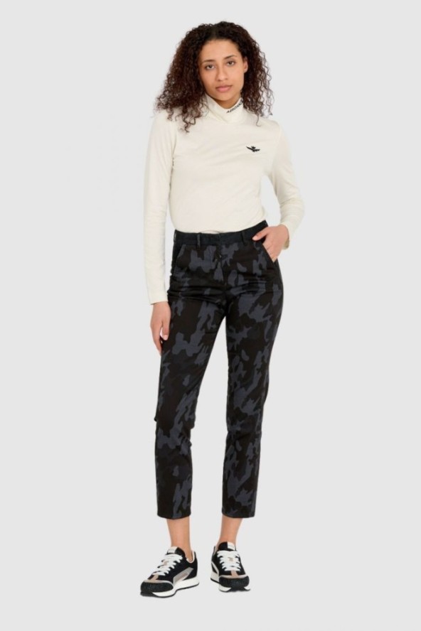 AERONAUTICA MILITARE Spodnie chinosy damskie w czarne moro, Rozmiar 40 IT - 36 EU