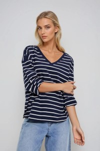 Bluza w paski granatowa